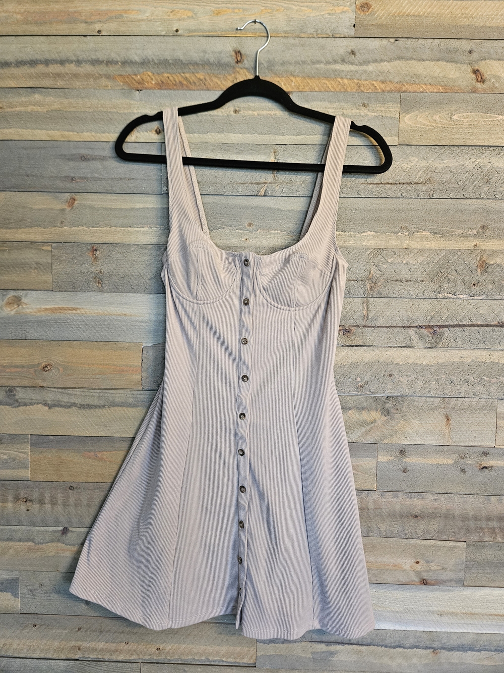 Astr Sleeveless Button-Front Mini Dress in Tan Brown Taupe